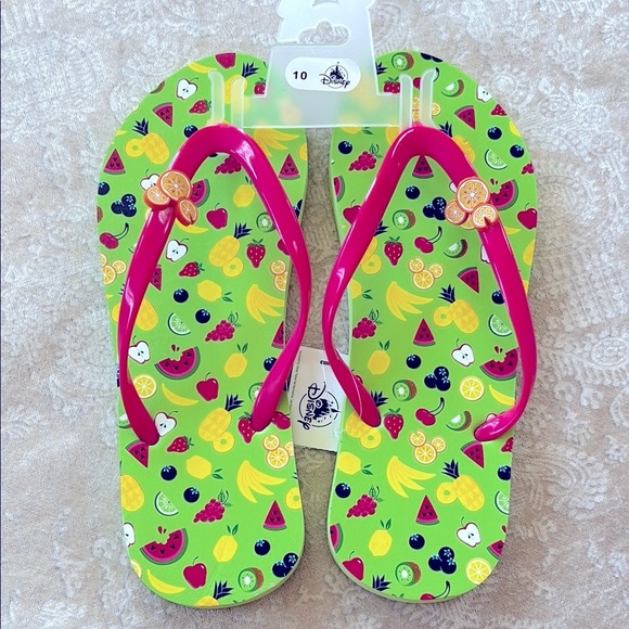 Brand New Disney Park Colorful Fruit Thong Flip Flops Sandals Green Mickey Mouse - Picture 2 of 15